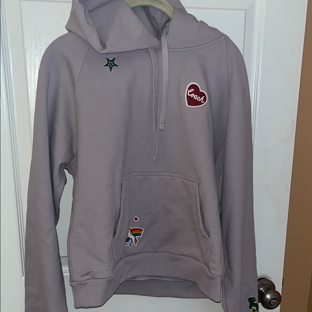 New Authentic Coach Gray Hoodie with Patches